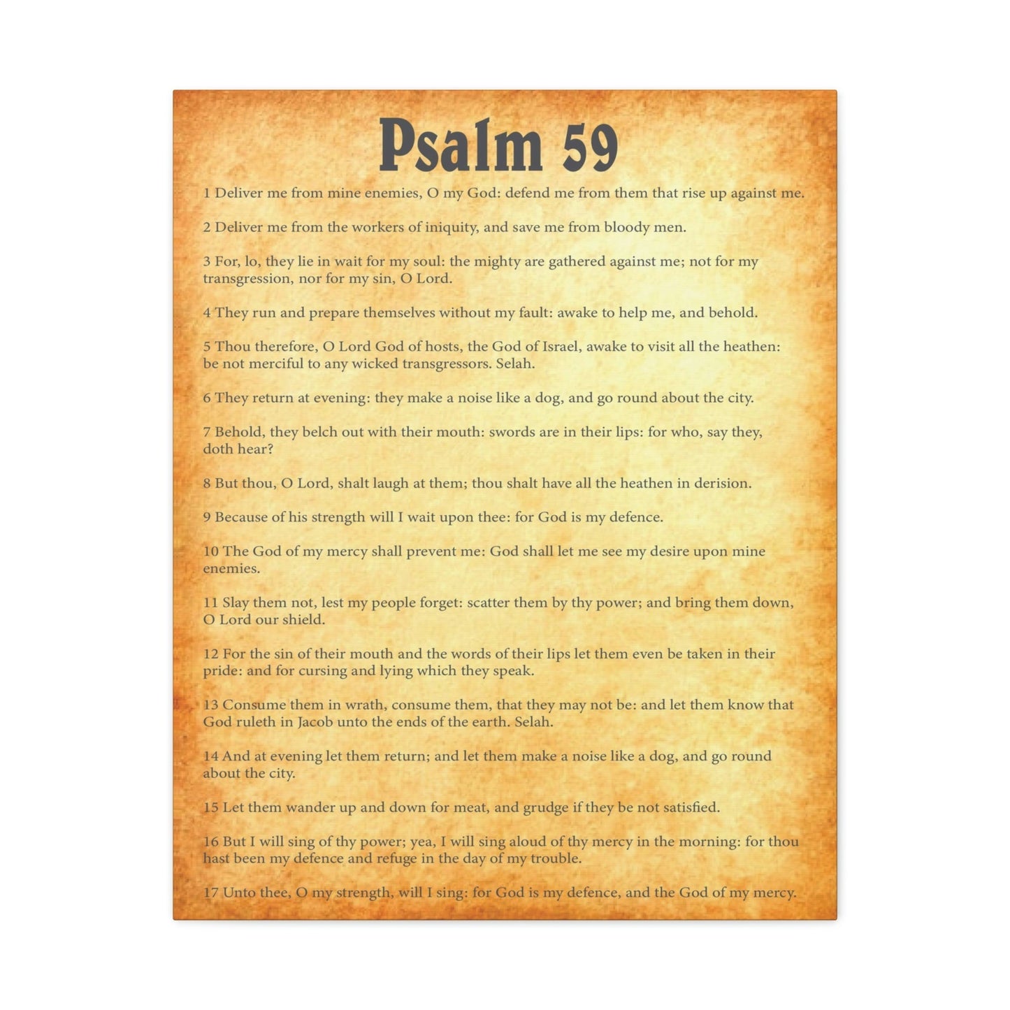 Scripture Walls Psalm 59 Chapter Gold Bible Canvas Christian Wall Art Ready to Hang Unframed-Express Your Love Gifts