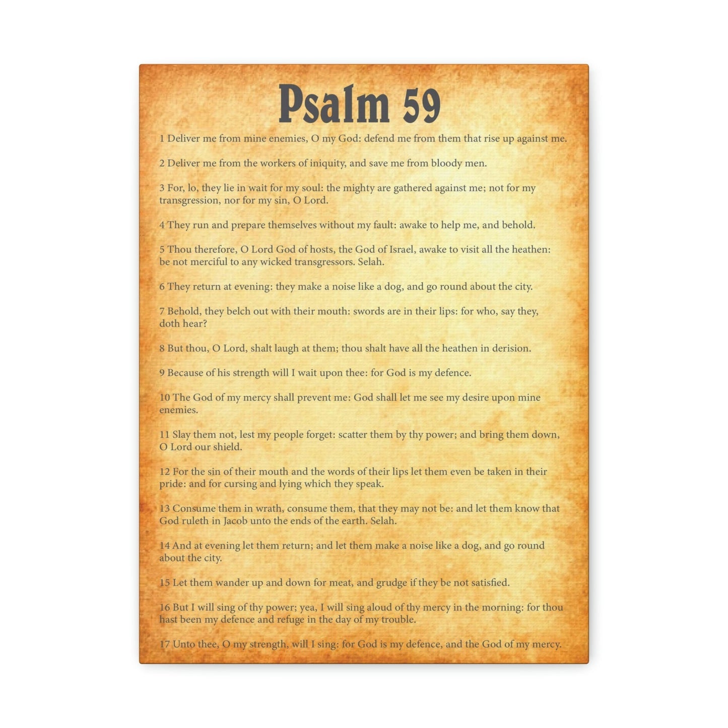 Scripture Walls Psalm 59 Chapter Gold Bible Canvas Christian Wall Art Ready to Hang Unframed-Express Your Love Gifts