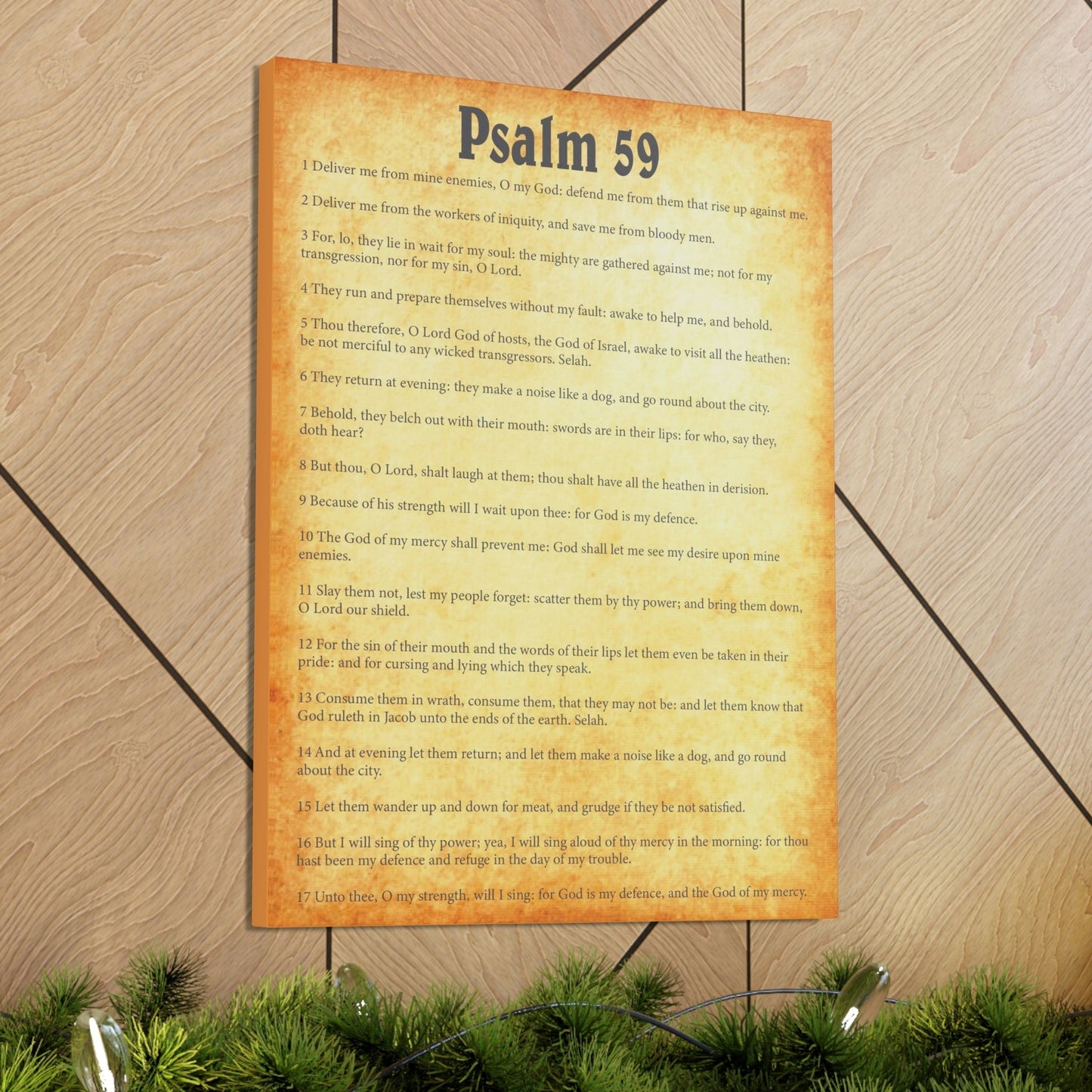 Scripture Walls Psalm 59 Chapter Gold Bible Canvas Christian Wall Art Ready to Hang Unframed-Express Your Love Gifts
