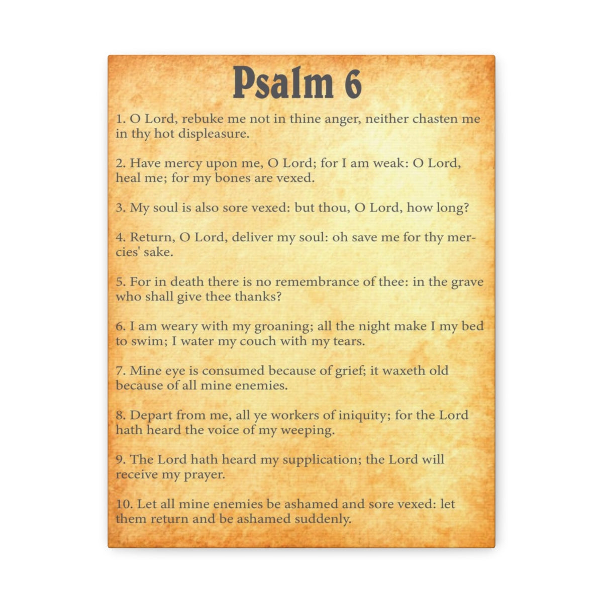 Scripture Walls Psalm 6 Chapter Gold Bible Canvas Christian Wall Art Ready to Hang Unframed-Express Your Love Gifts