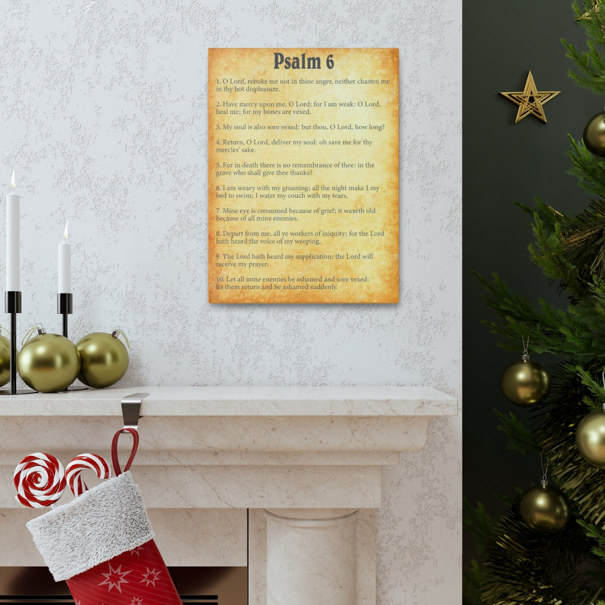 Scripture Walls Psalm 6 Chapter Gold Bible Canvas Christian Wall Art Ready to Hang Unframed-Express Your Love Gifts
