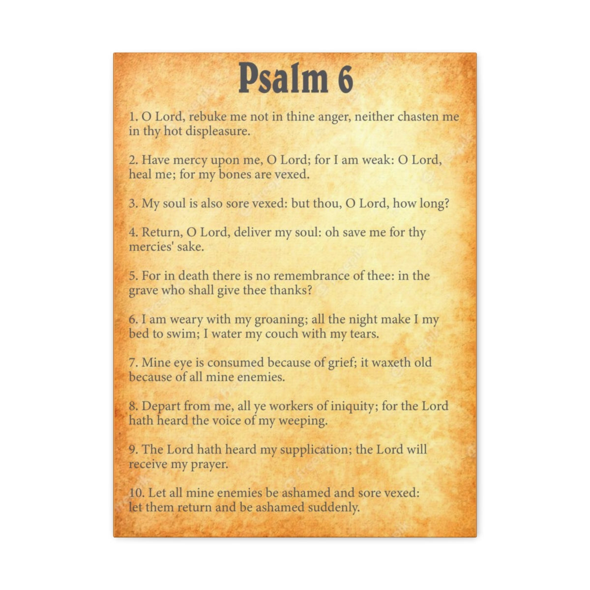 Scripture Walls Psalm 6 Chapter Gold Bible Canvas Christian Wall Art Ready to Hang Unframed-Express Your Love Gifts