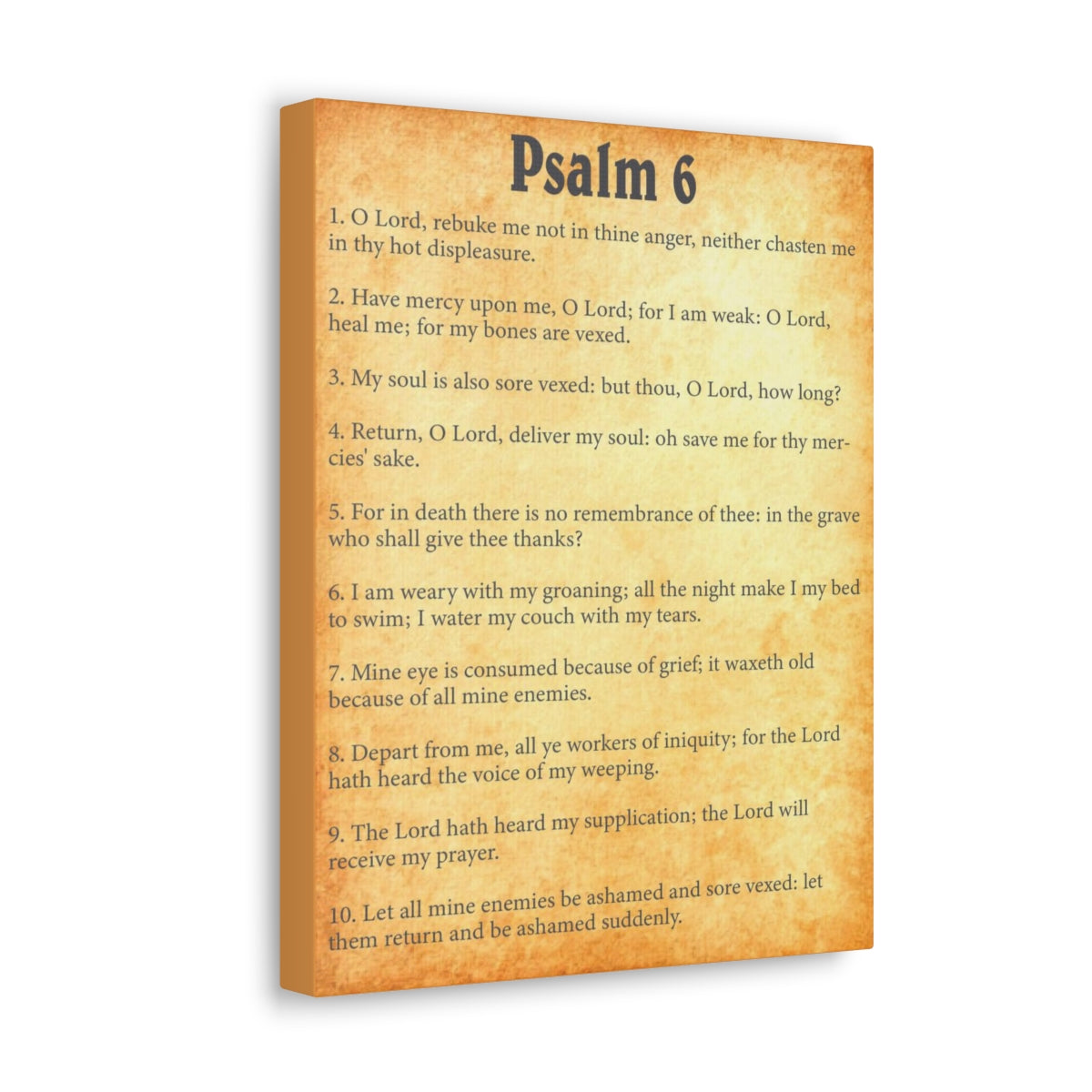 Scripture Walls Psalm 6 Chapter Gold Bible Canvas Christian Wall Art Ready to Hang Unframed-Express Your Love Gifts