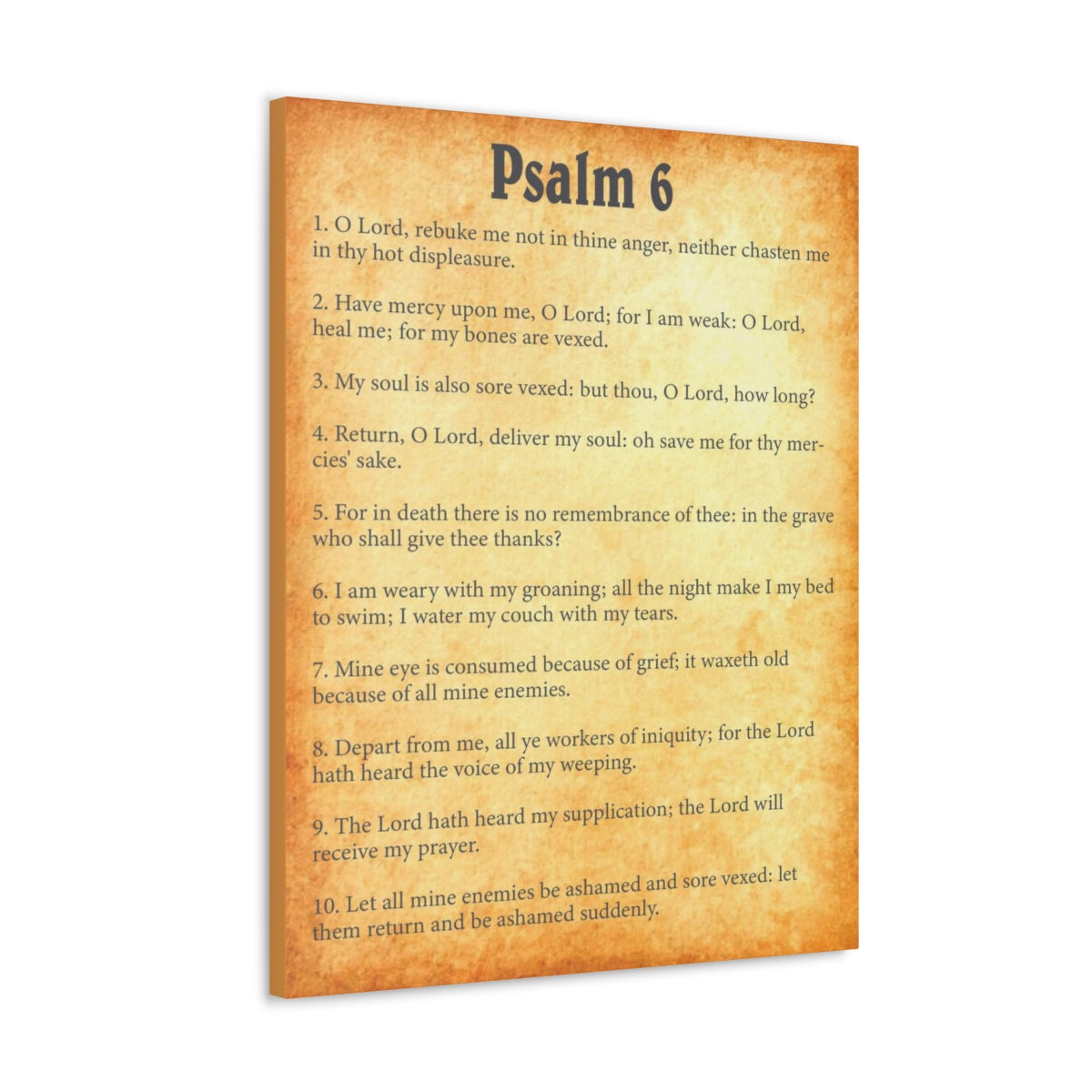 Scripture Walls Psalm 6 Chapter Gold Bible Canvas Christian Wall Art Ready to Hang Unframed-Express Your Love Gifts
