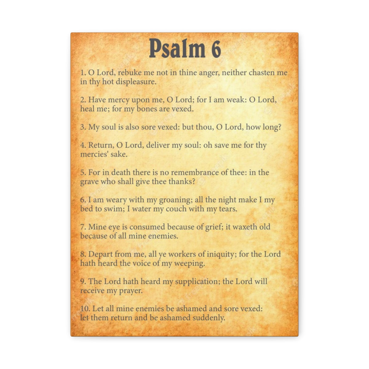 Scripture Walls Psalm 6 Chapter Gold Bible Canvas Christian Wall Art Ready to Hang Unframed-Express Your Love Gifts