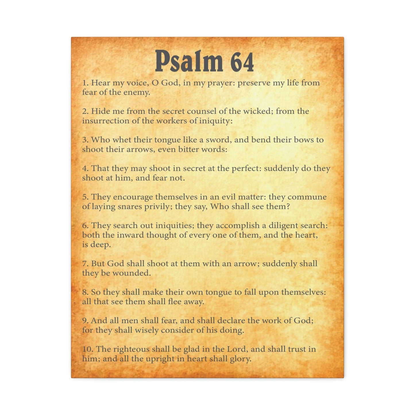 Scripture Walls Psalm 64 Chapter Gold Bible Canvas Christian Wall Art Ready to Hang Unframed-Express Your Love Gifts