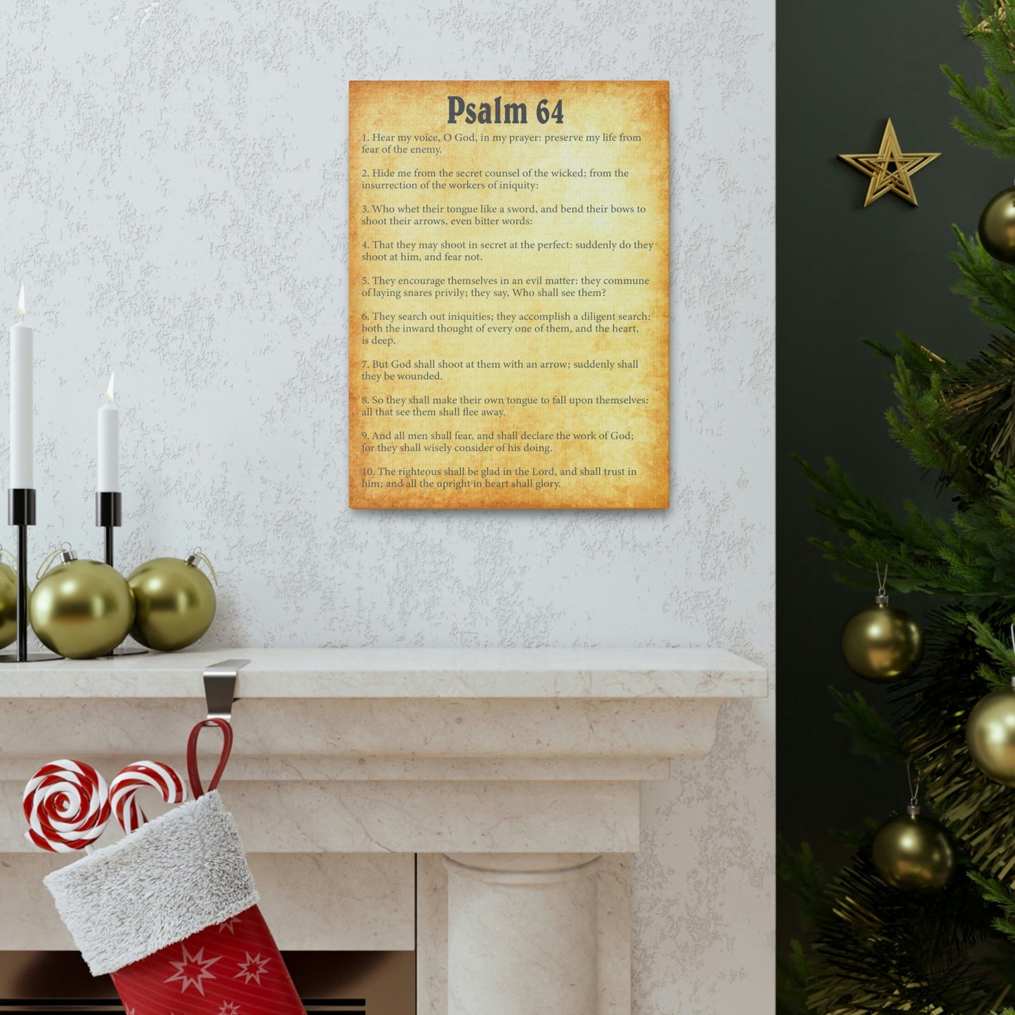 Scripture Walls Psalm 64 Chapter Gold Bible Canvas Christian Wall Art Ready to Hang Unframed-Express Your Love Gifts