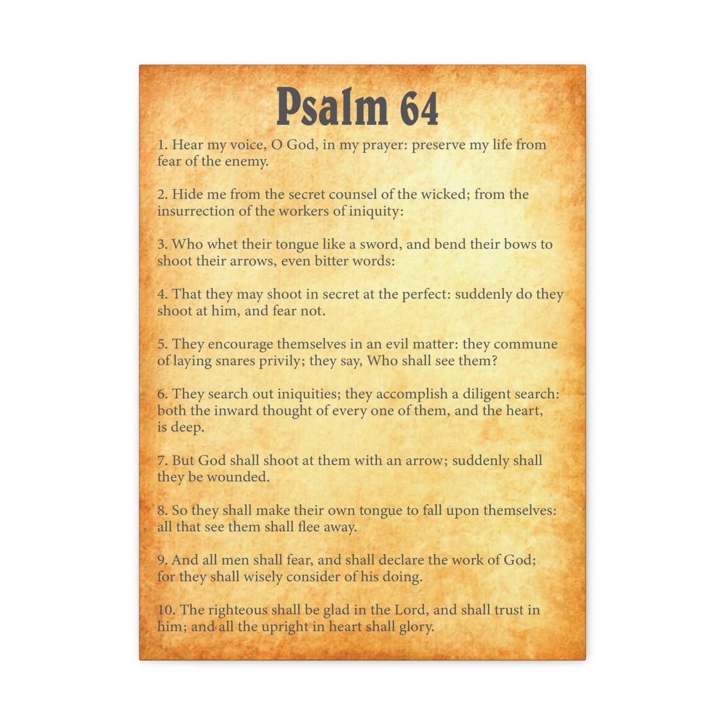 Scripture Walls Psalm 64 Chapter Gold Bible Canvas Christian Wall Art Ready to Hang Unframed-Express Your Love Gifts