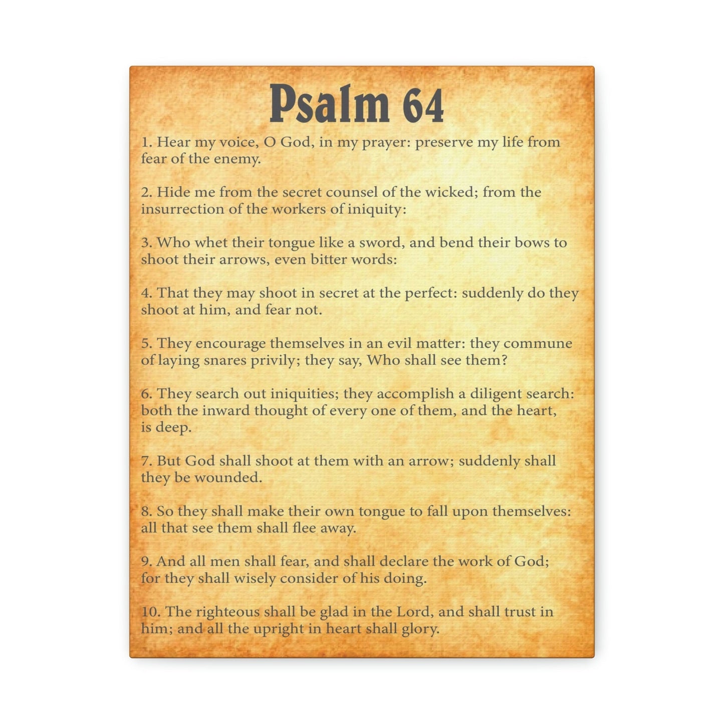 Scripture Walls Psalm 64 Chapter Gold Bible Canvas Christian Wall Art Ready to Hang Unframed-Express Your Love Gifts