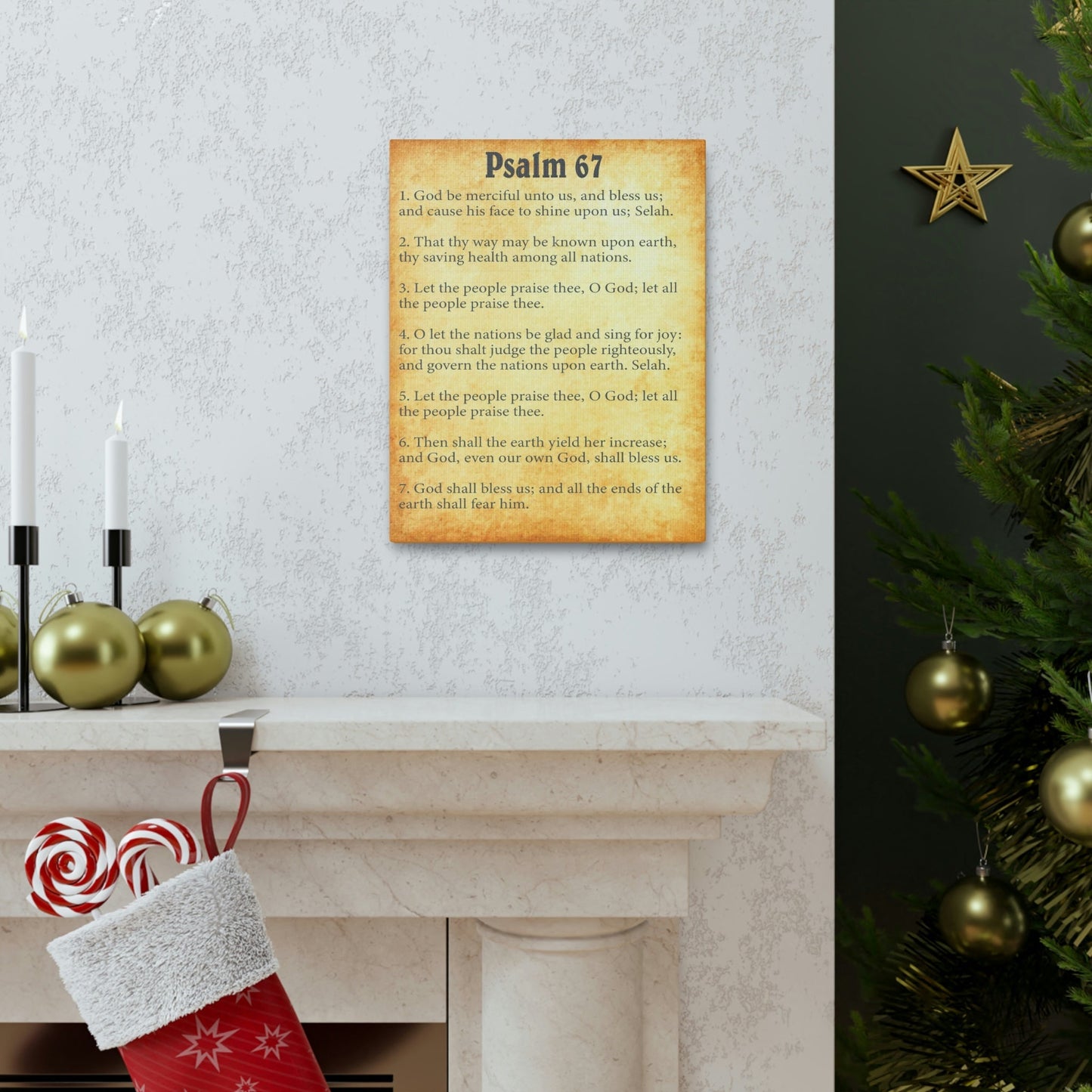Scripture Walls Psalm 67 Chapter Gold Bible Canvas Christian Wall Art Ready to Hang Unframed-Express Your Love Gifts