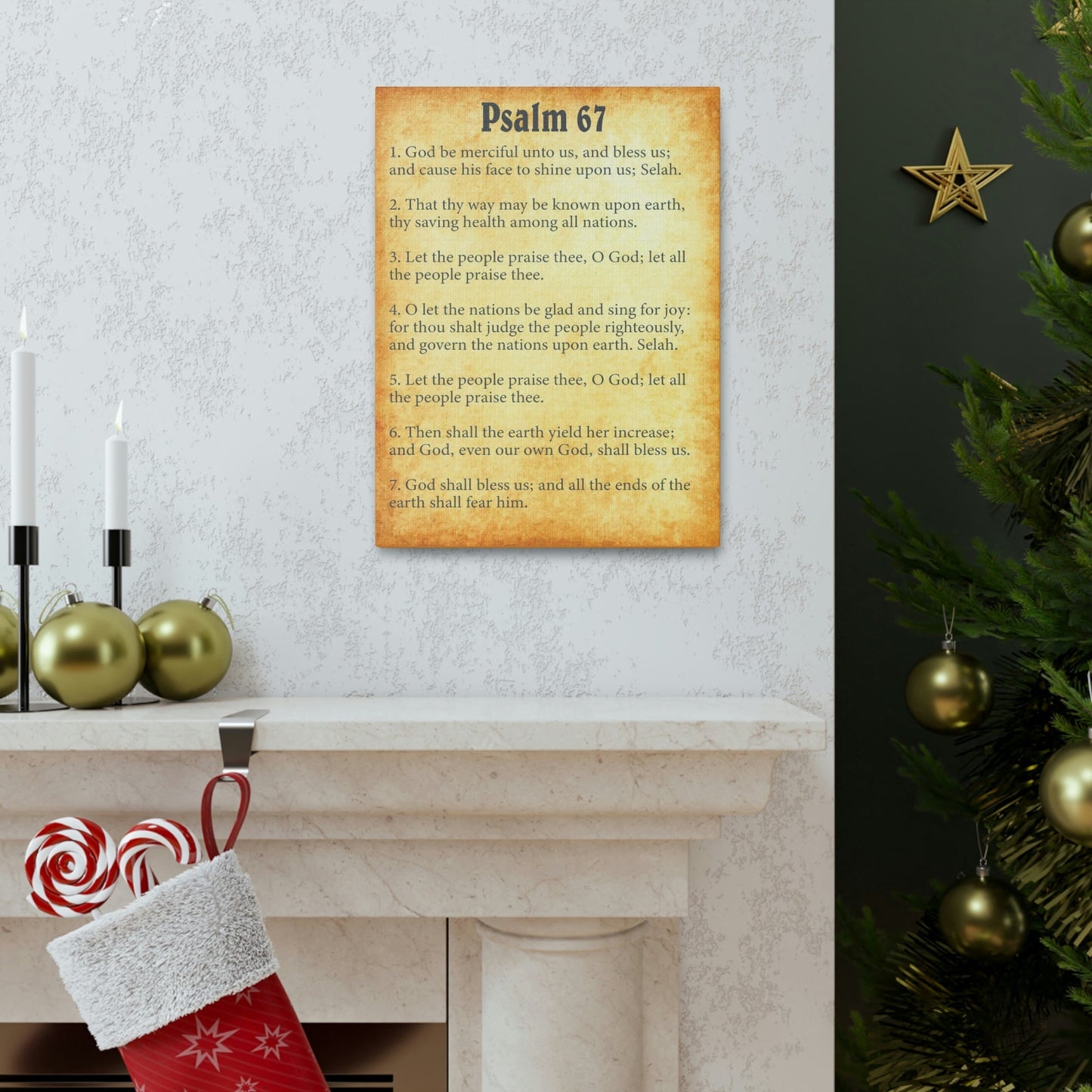 Scripture Walls Psalm 67 Chapter Gold Bible Canvas Christian Wall Art Ready to Hang Unframed-Express Your Love Gifts