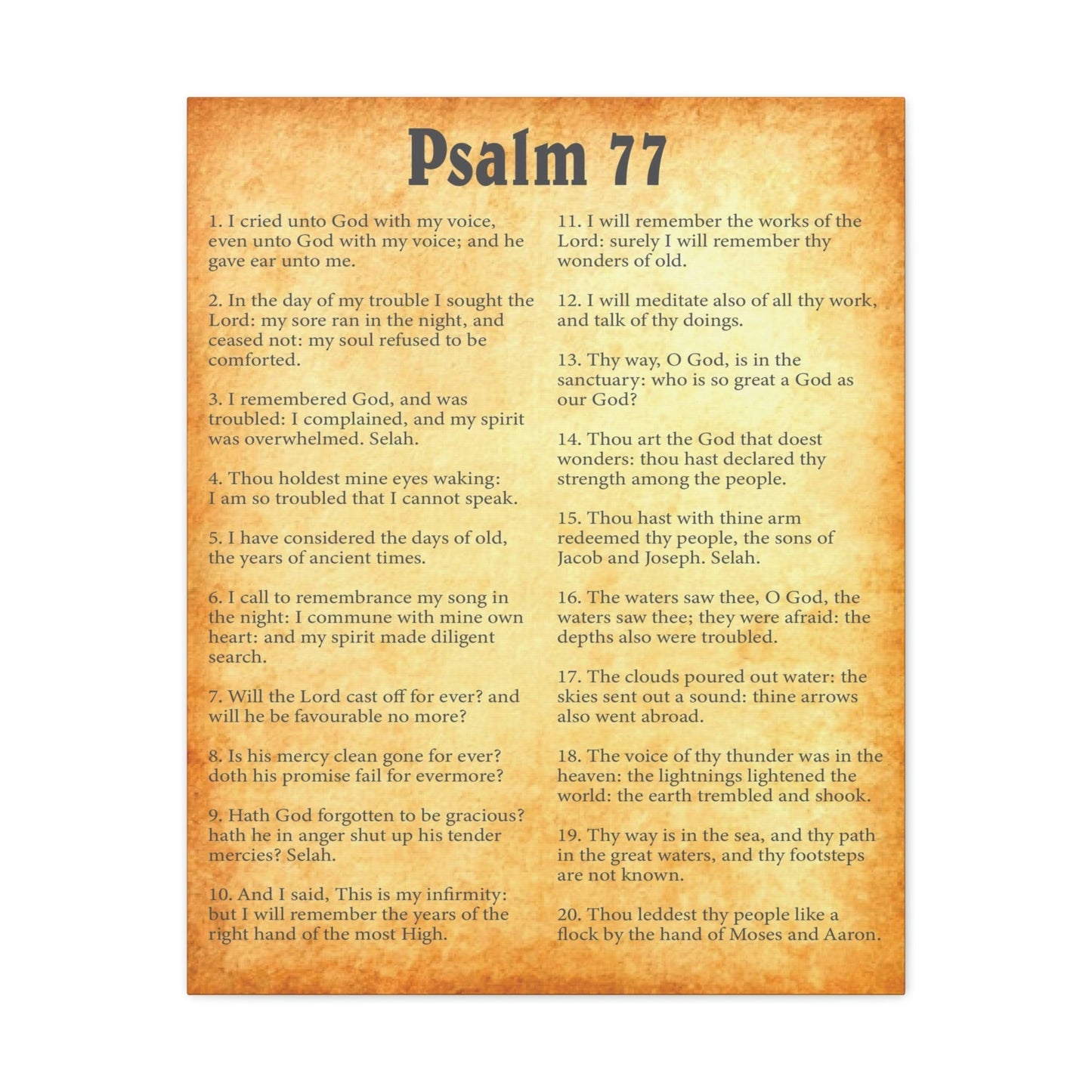 Scripture Walls Psalm 77 Chapter Gold Bible Canvas Christian Wall Art Ready to Hang Unframed-Express Your Love Gifts