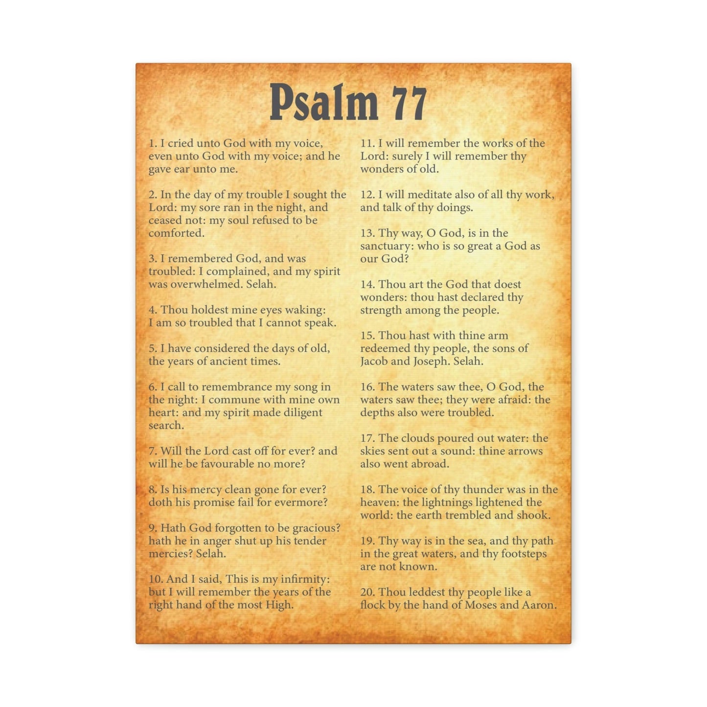 Scripture Walls Psalm 77 Chapter Gold Bible Canvas Christian Wall Art Ready to Hang Unframed-Express Your Love Gifts