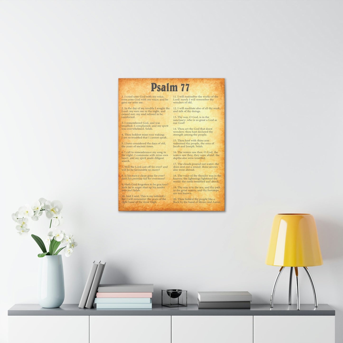 Scripture Walls Psalm 77 Chapter Gold Bible Canvas Christian Wall Art Ready to Hang Unframed-Express Your Love Gifts