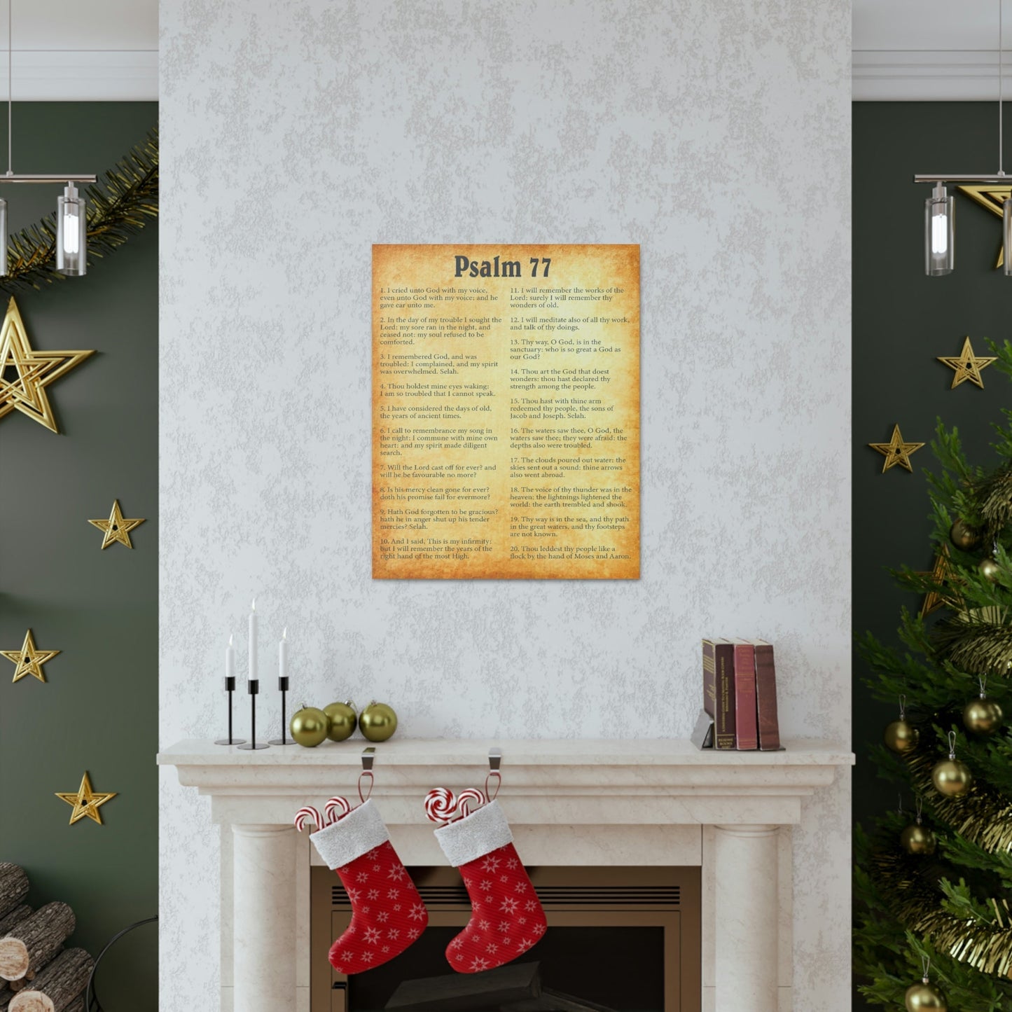 Scripture Walls Psalm 77 Chapter Gold Bible Canvas Christian Wall Art Ready to Hang Unframed-Express Your Love Gifts
