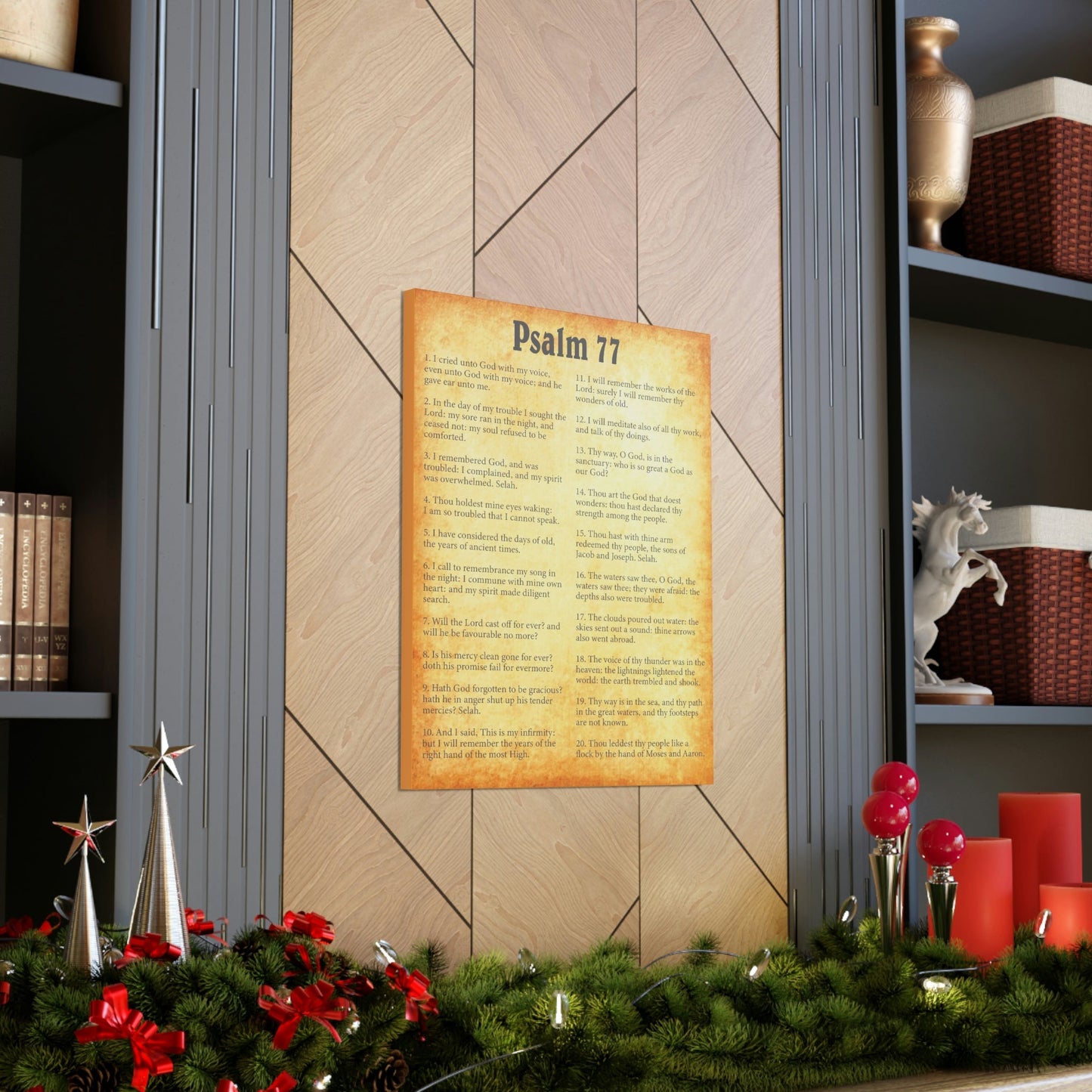 Scripture Walls Psalm 77 Chapter Gold Bible Canvas Christian Wall Art Ready to Hang Unframed-Express Your Love Gifts