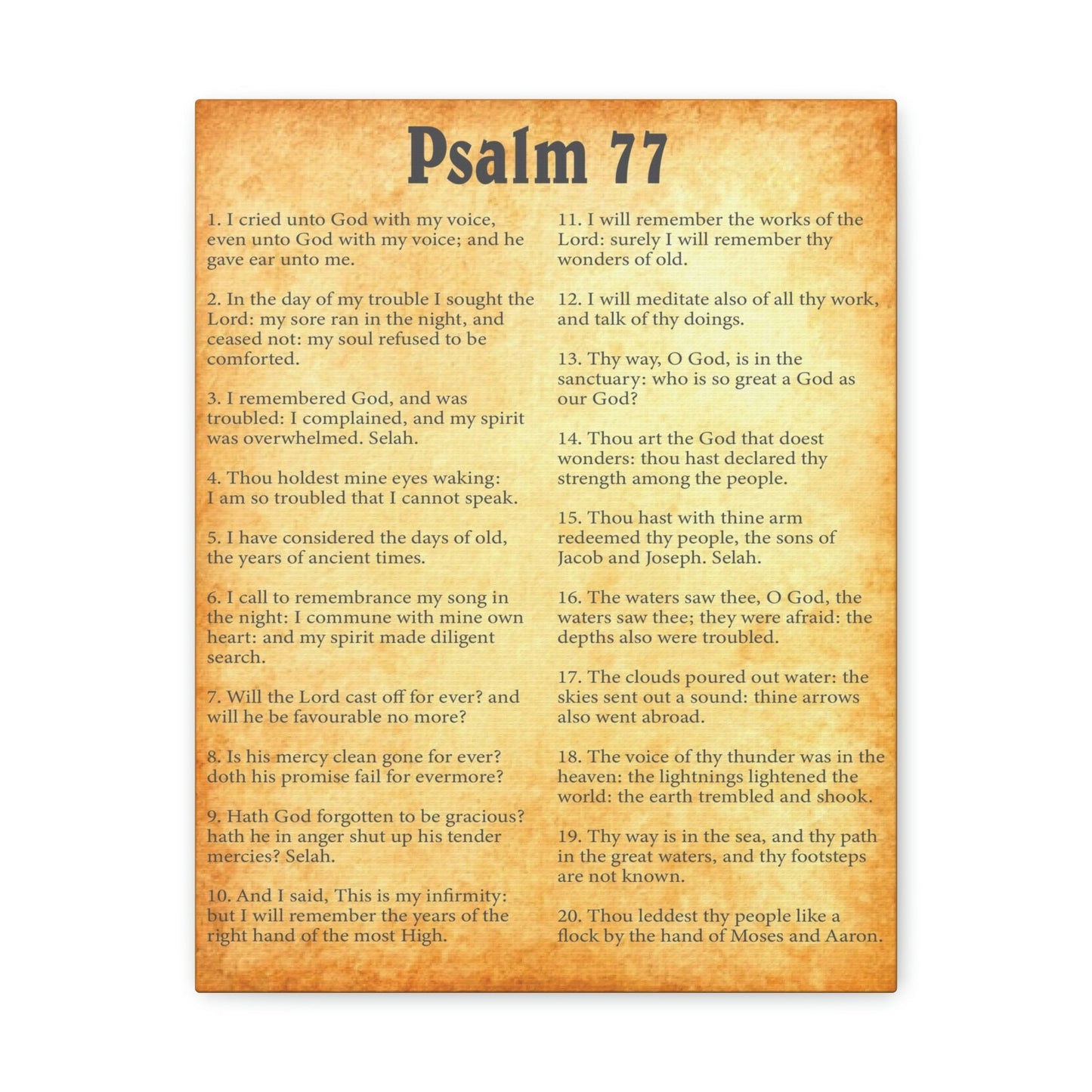 Scripture Walls Psalm 77 Chapter Gold Bible Canvas Christian Wall Art Ready to Hang Unframed-Express Your Love Gifts
