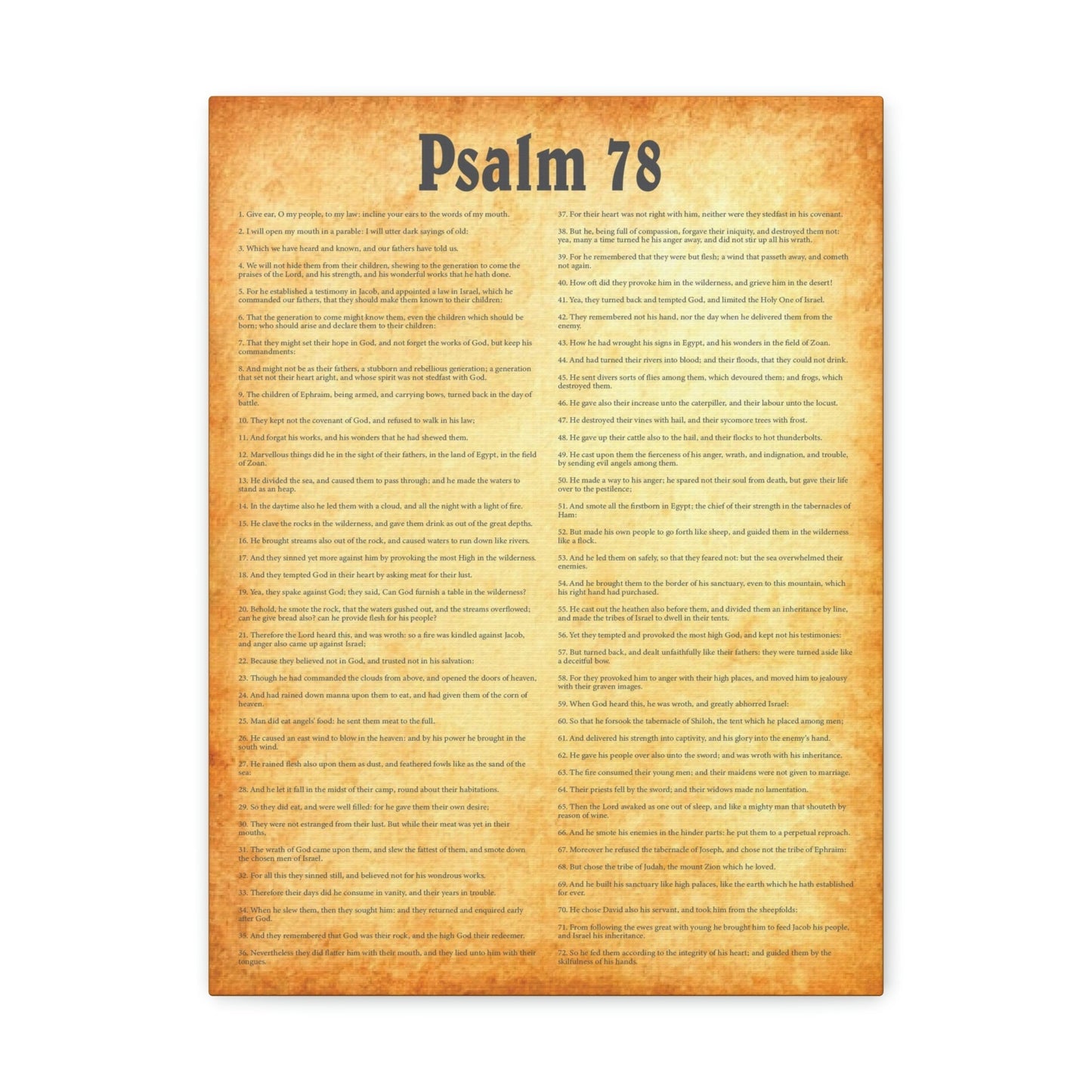 Scripture Walls Psalm 78 Chapter Gold Bible Canvas Christian Wall Art Ready to Hang Unframed-Express Your Love Gifts
