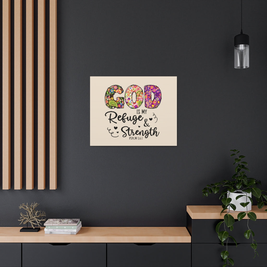 Scripture Walls Refuge & Strength Psalm 16:1 Floral Bible Verse Canvas Christian Wall Art Ready to Hang Unframed-Express Your Love Gifts