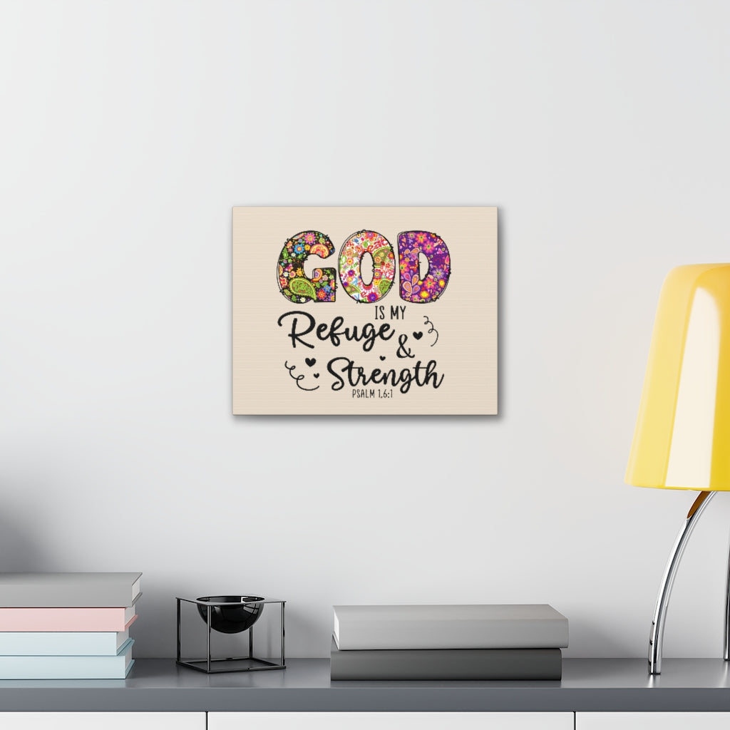 Scripture Walls Refuge & Strength Psalm 16:1 Floral Bible Verse Canvas Christian Wall Art Ready to Hang Unframed-Express Your Love Gifts