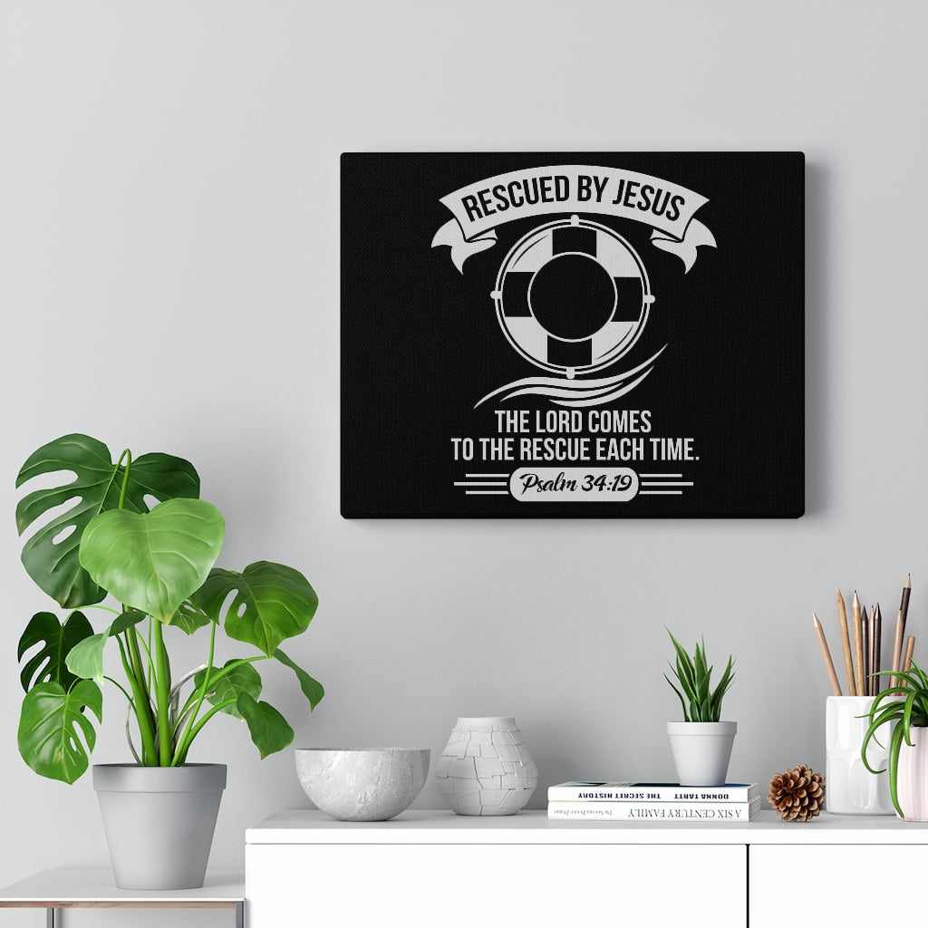 Scripture Walls Rescued By Jesus Psalm 34:19 Bible Verse Canvas Christian Wall Art Ready to Hang Unframed-Express Your Love Gifts