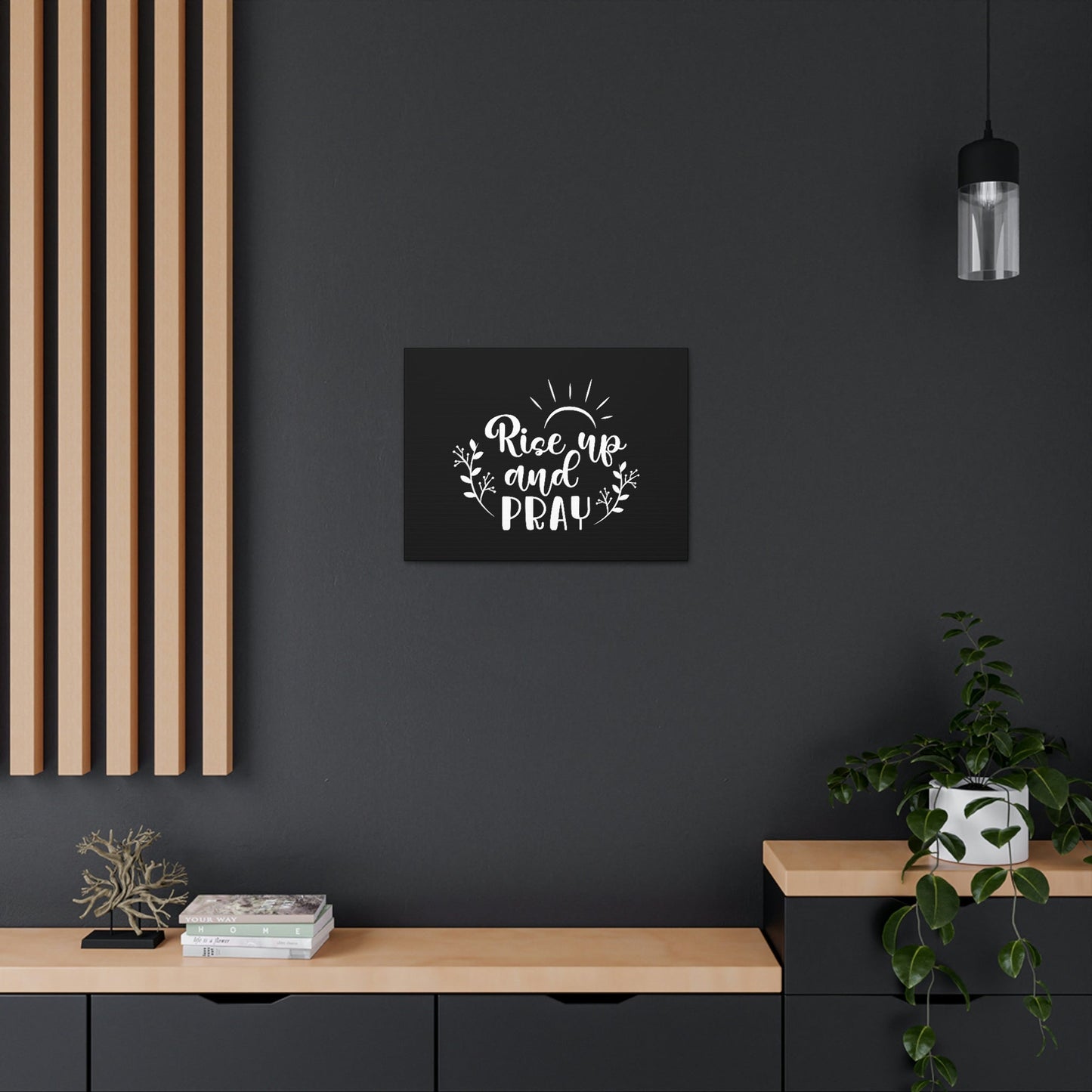 Rise Up And Pray Mark 1:35 Sun Rays Black Christian Wall Art Bible Verse Print Ready to Hang Unframed-Express Your Love Gifts