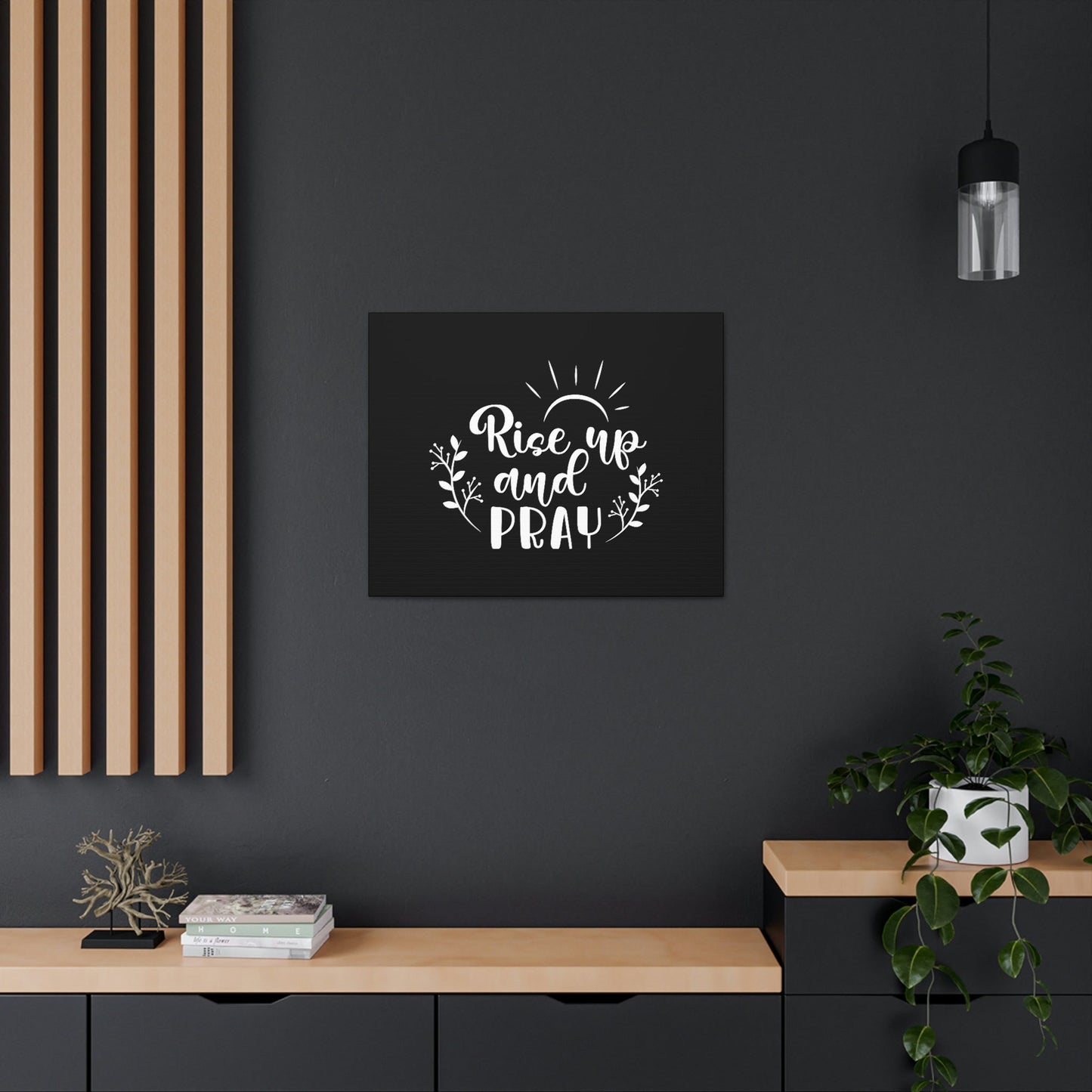 Rise Up And Pray Mark 1:35 Sun Rays Black Christian Wall Art Bible Verse Print Ready to Hang Unframed-Express Your Love Gifts