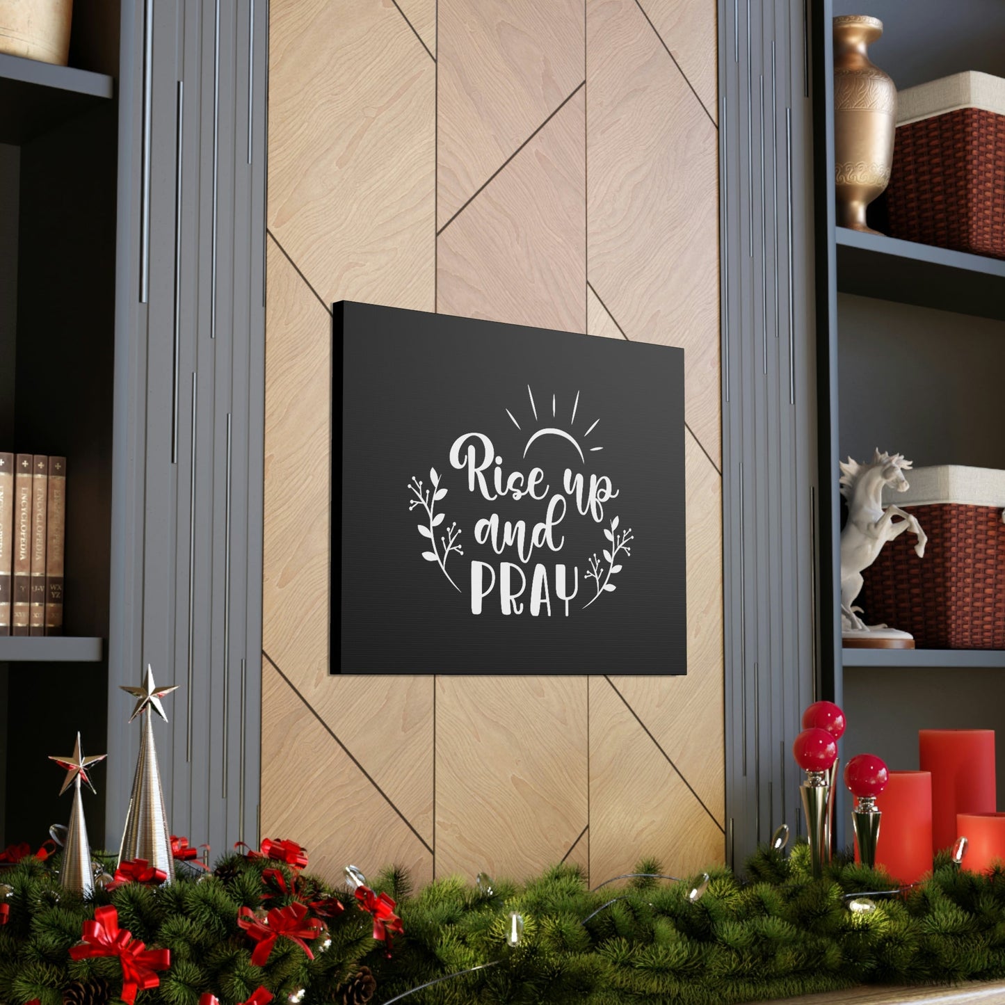 Rise Up And Pray Mark 1:35 Sun Rays Black Christian Wall Art Bible Verse Print Ready to Hang Unframed-Express Your Love Gifts