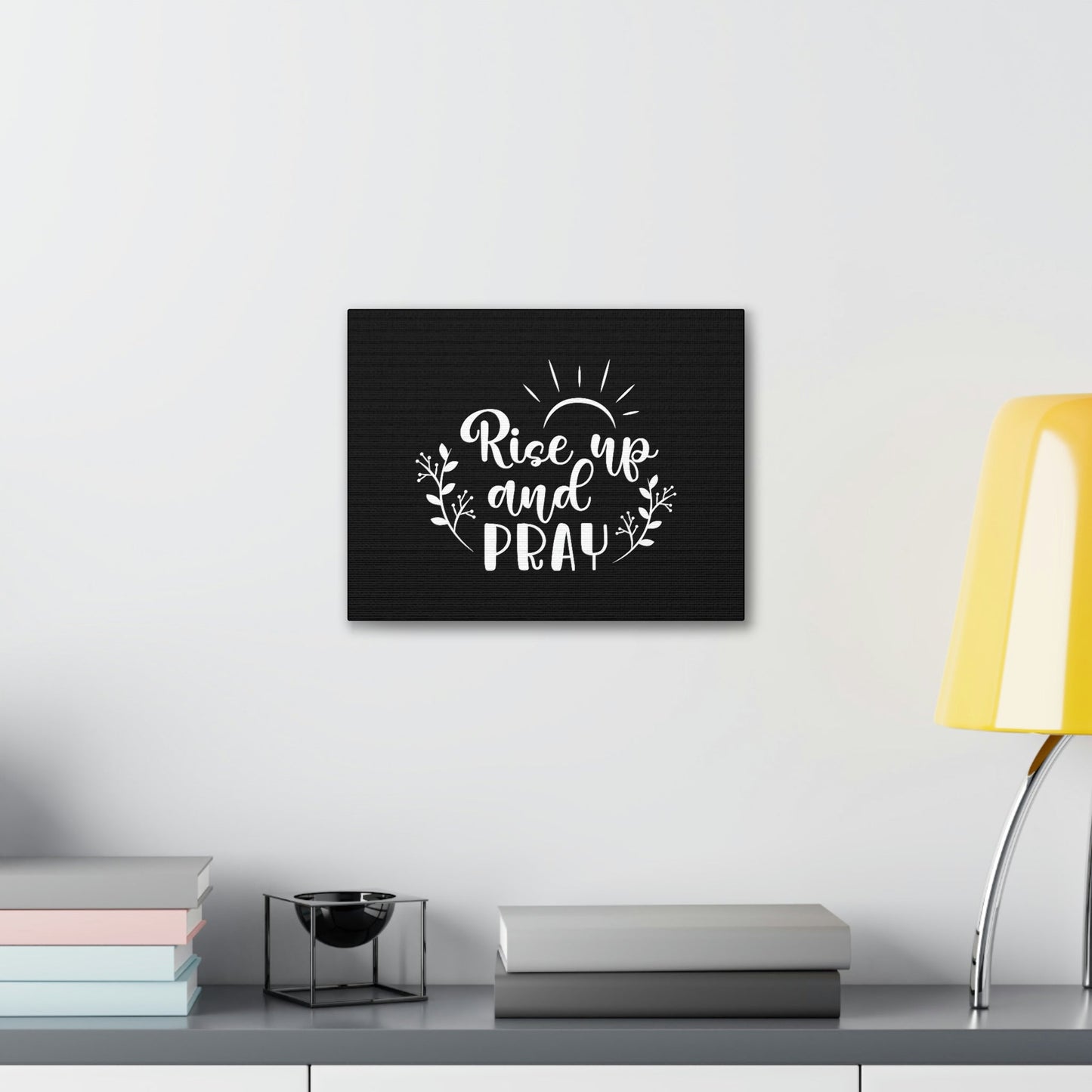 Rise Up And Pray Mark 1:35 Sun Rays Black Christian Wall Art Bible Verse Print Ready to Hang Unframed-Express Your Love Gifts