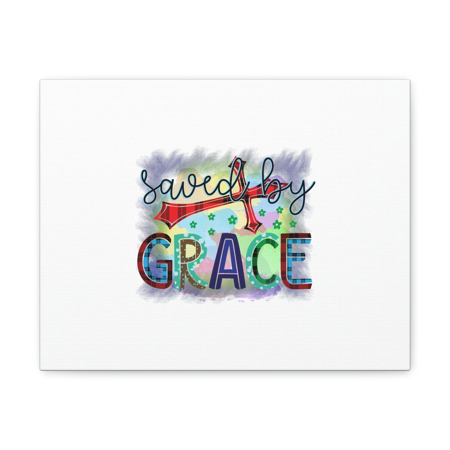 Saved By Grace Ephesians 2:8-9 Gray Square Christian Wall Art Bible Verse Print Ready to Hang Unframed-Express Your Love Gifts
