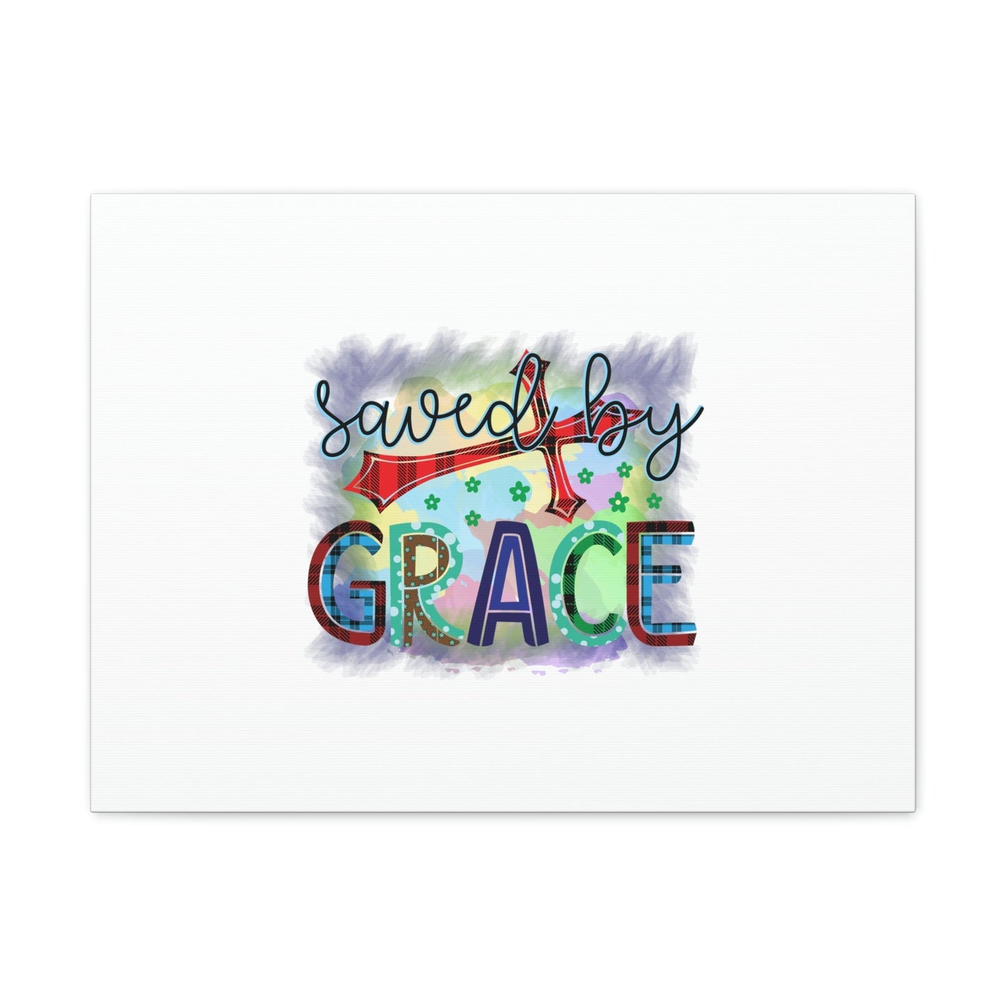 Saved By Grace Ephesians 2:8-9 Gray Square Christian Wall Art Bible Verse Print Ready to Hang Unframed-Express Your Love Gifts