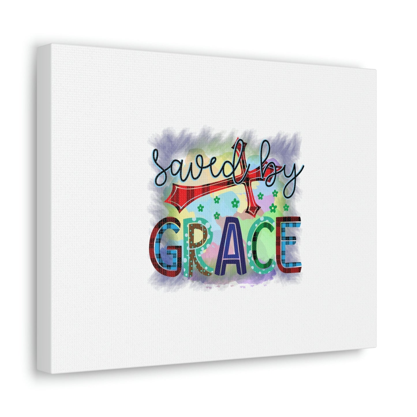 Saved By Grace Ephesians 2:8-9 Gray Square Christian Wall Art Bible Verse Print Ready to Hang Unframed-Express Your Love Gifts