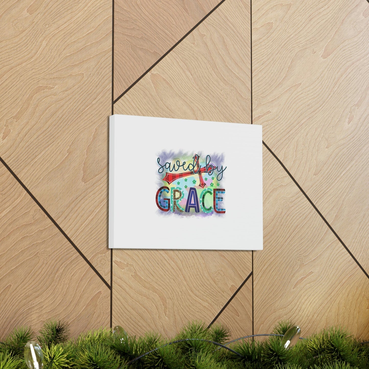 Saved By Grace Ephesians 2:8-9 Gray Square Christian Wall Art Bible Verse Print Ready to Hang Unframed-Express Your Love Gifts