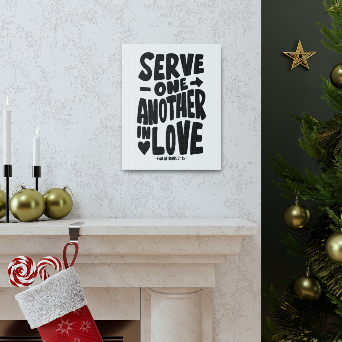 Scripture Walls Serve One Another Galatians 5:13 Bible Verse Canvas Christian Wall Art Ready to Hang Unframed-Express Your Love Gifts