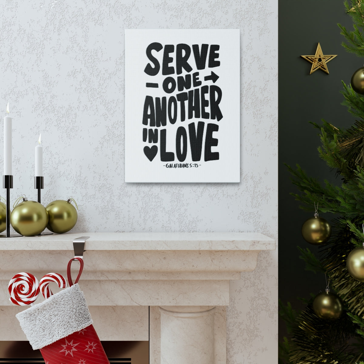 Scripture Walls Serve One Another Galatians 5:13 Bible Verse Canvas Christian Wall Art Ready to Hang Unframed-Express Your Love Gifts