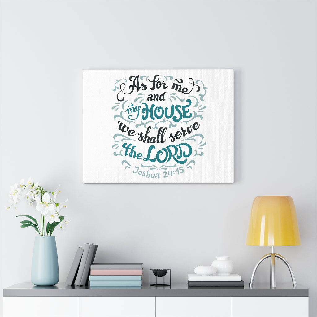 Serve The Lord Light Blue Joshua 24:15 Bible Verse Canvas Christian Wall Art Ready to Hang Unframed-Express Your Love Gifts