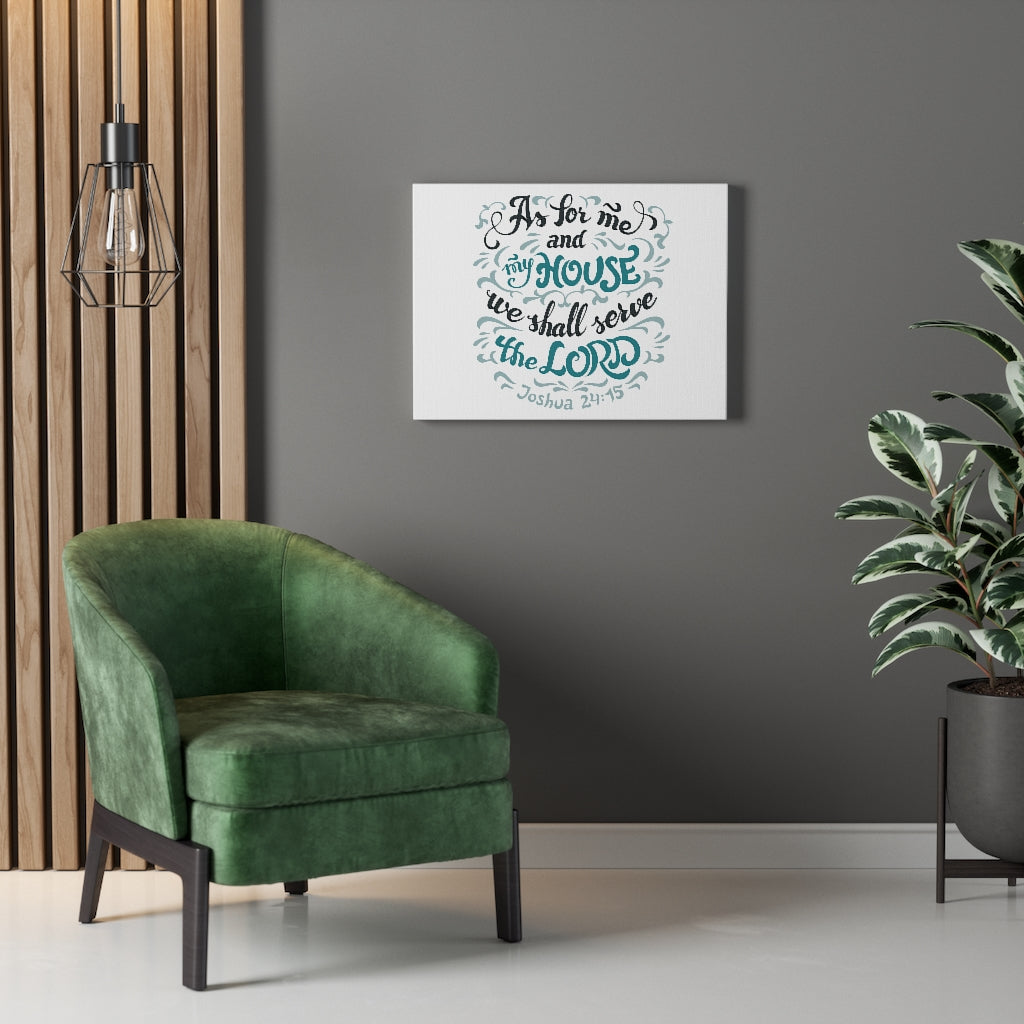 Serve The Lord Light Blue Joshua 24:15 Bible Verse Canvas Christian Wall Art Ready to Hang Unframed-Express Your Love Gifts