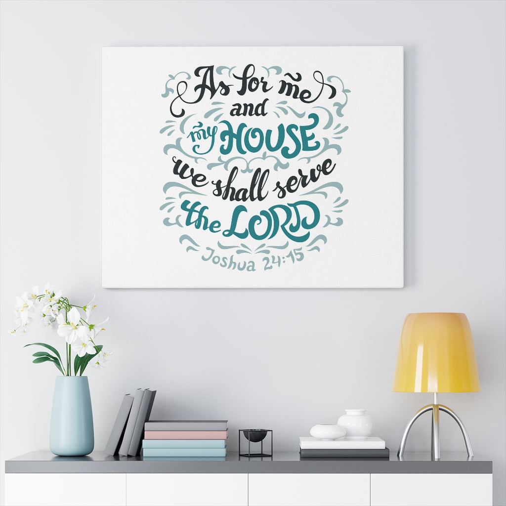 Serve The Lord Light Blue Joshua 24:15 Bible Verse Canvas Christian Wall Art Ready to Hang Unframed-Express Your Love Gifts