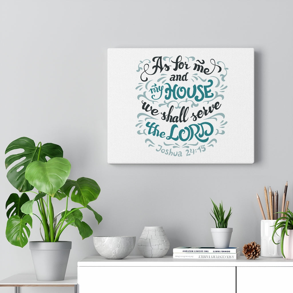 Serve The Lord Light Blue Joshua 24:15 Bible Verse Canvas Christian Wall Art Ready to Hang Unframed-Express Your Love Gifts
