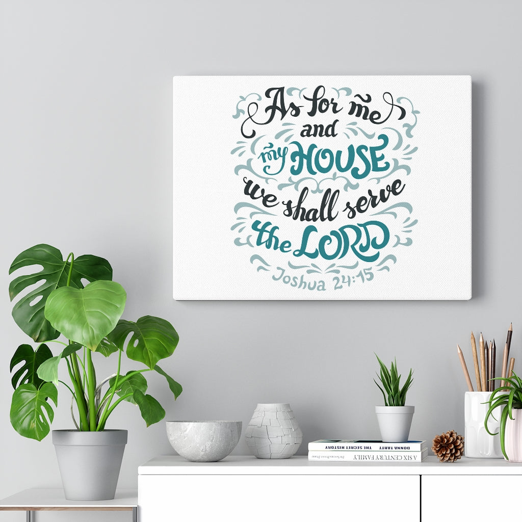 Serve The Lord Light Blue Joshua 24:15 Bible Verse Canvas Christian Wall Art Ready to Hang Unframed-Express Your Love Gifts