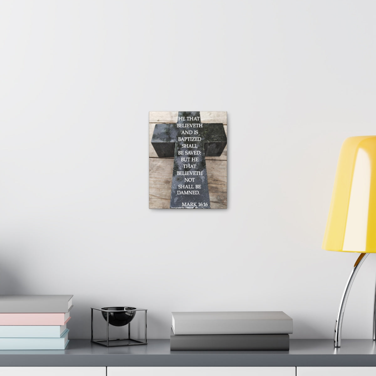 Scripture Walls Shall Be Saved Mark 16:16 Bible Verse Canvas Christian Wall Art Bible Verse Print Ready To Hang Unframed-Express Your Love Gifts