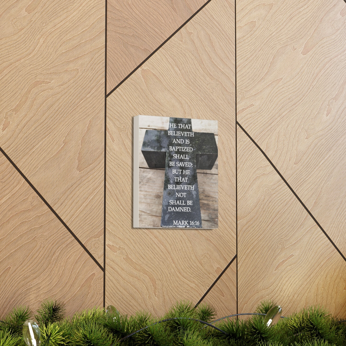 Scripture Walls Shall Be Saved Mark 16:16 Bible Verse Canvas Christian Wall Art Bible Verse Print Ready To Hang Unframed-Express Your Love Gifts