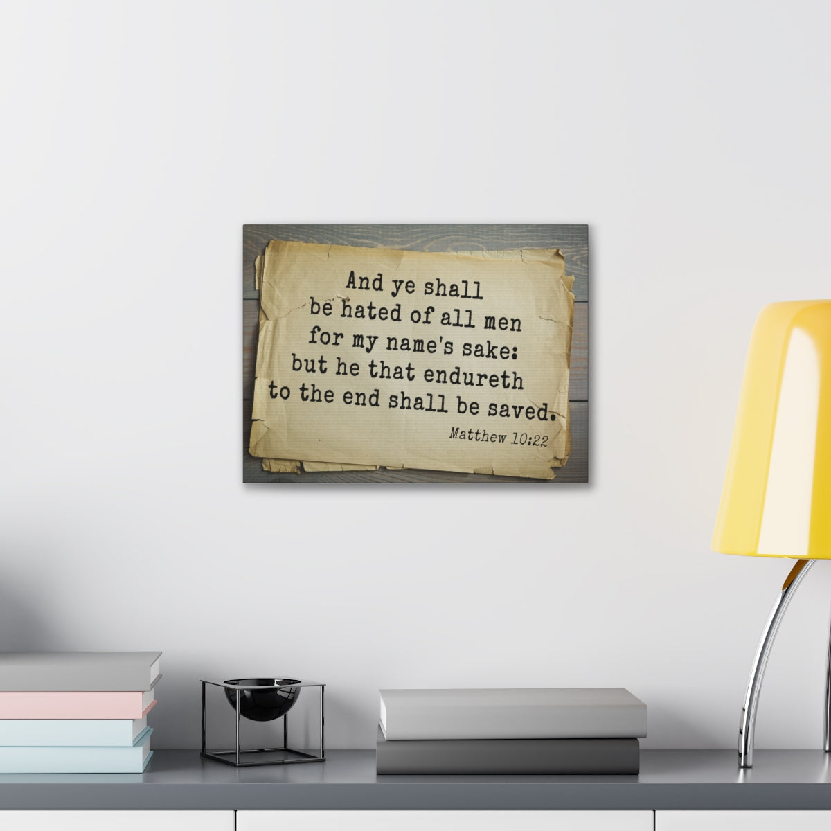 Scripture Walls Shall Be Saved Matthew 10:22 Bible Verse Canvas Christian Wall Art Bible Verse Print Ready To Hang Unframed-Express Your Love Gifts