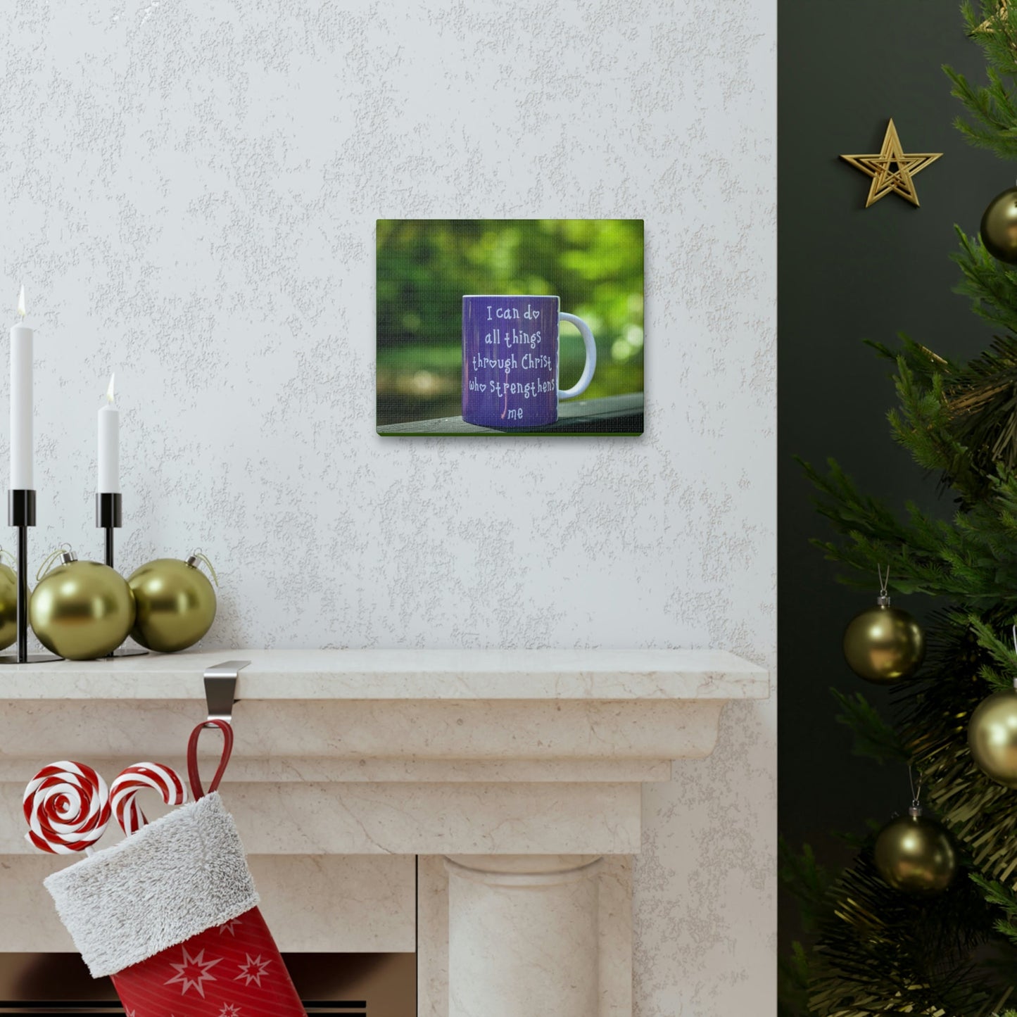 Strengthens Me Philippians 4:13 Purple Mug Christian Wall Art Bible Verse Print Ready to Hang Unframed-Express Your Love Gifts