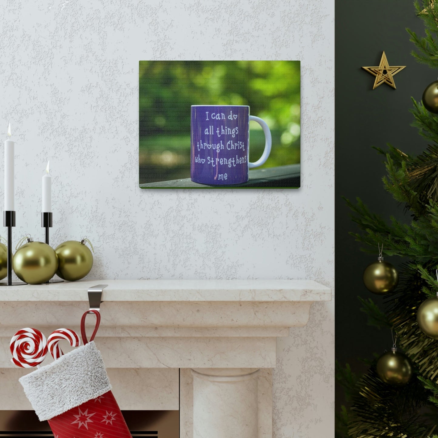 Strengthens Me Philippians 4:13 Purple Mug Christian Wall Art Bible Verse Print Ready to Hang Unframed-Express Your Love Gifts