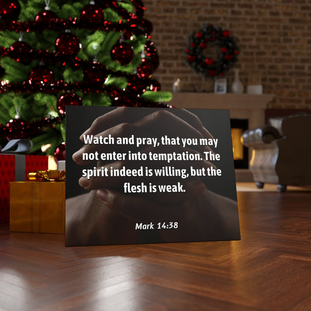 Temptation Mark 14:38 Bible Verse Canvas Christian Wall Art Ready to Hang Unframed-Express Your Love Gifts