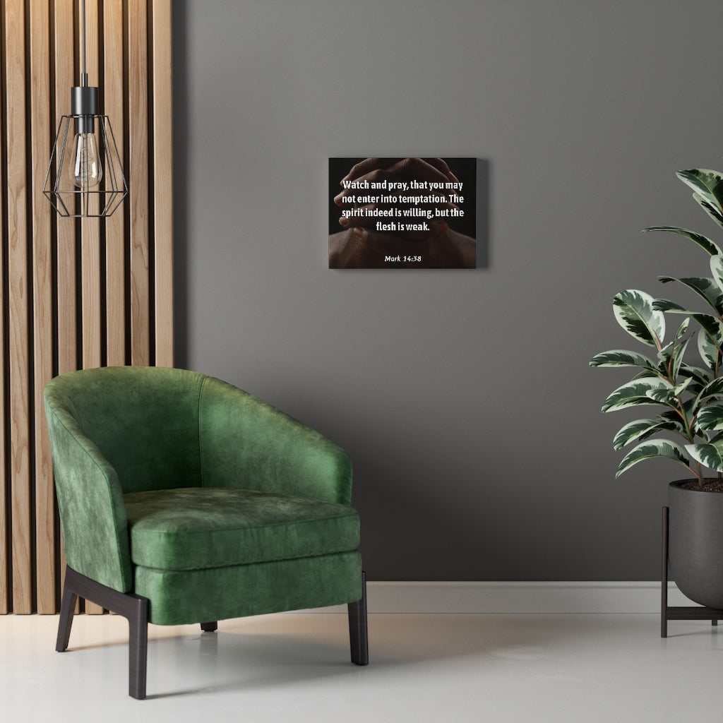 Temptation Mark 14:38 Bible Verse Canvas Christian Wall Art Ready to Hang Unframed-Express Your Love Gifts