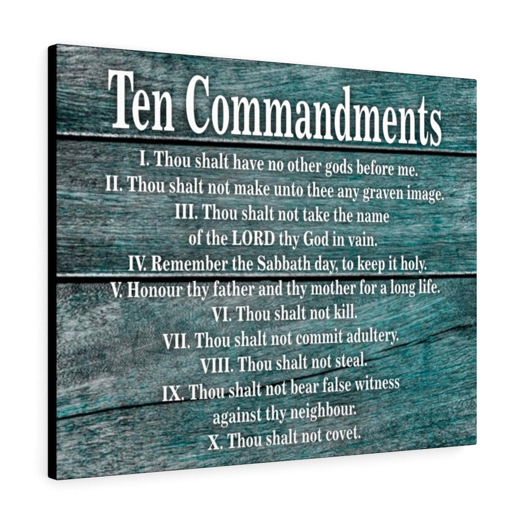 Scripture Walls 10 Commandments Blue Wood Christian Wall Art Print Ready to Hang Unframed-Express Your Love Gifts