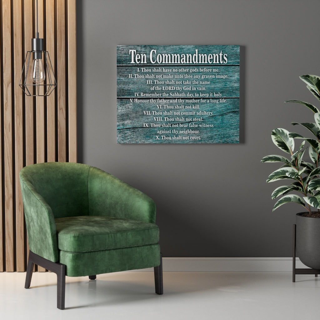Scripture Walls 10 Commandments Blue Wood Christian Wall Art Print Ready to Hang Unframed-Express Your Love Gifts