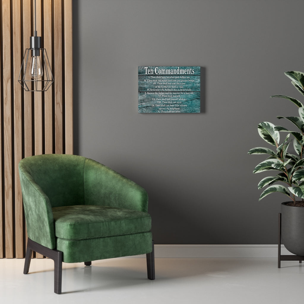 Scripture Walls 10 Commandments Blue Wood Christian Wall Art Print Ready to Hang Unframed-Express Your Love Gifts